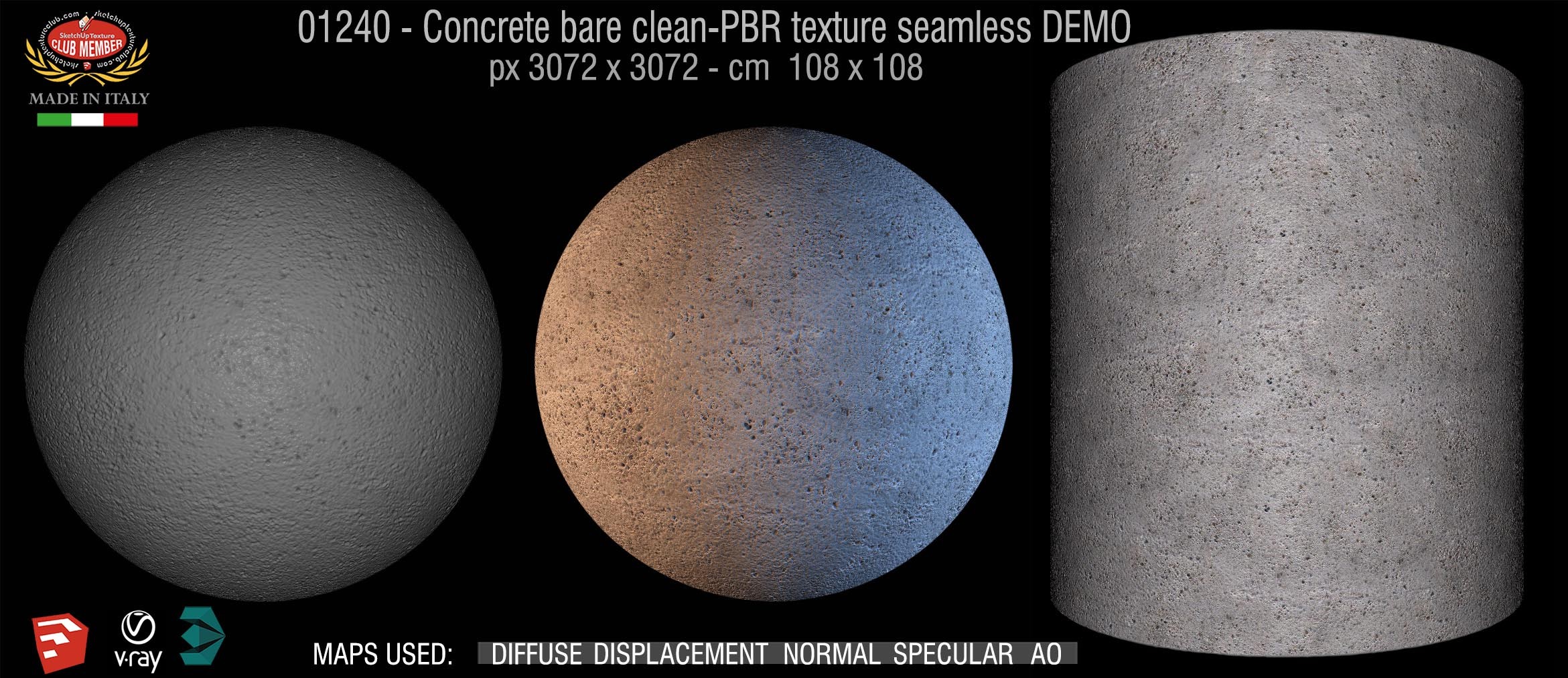 01240 Concrete bare clean-PBR texture seamless DEMO