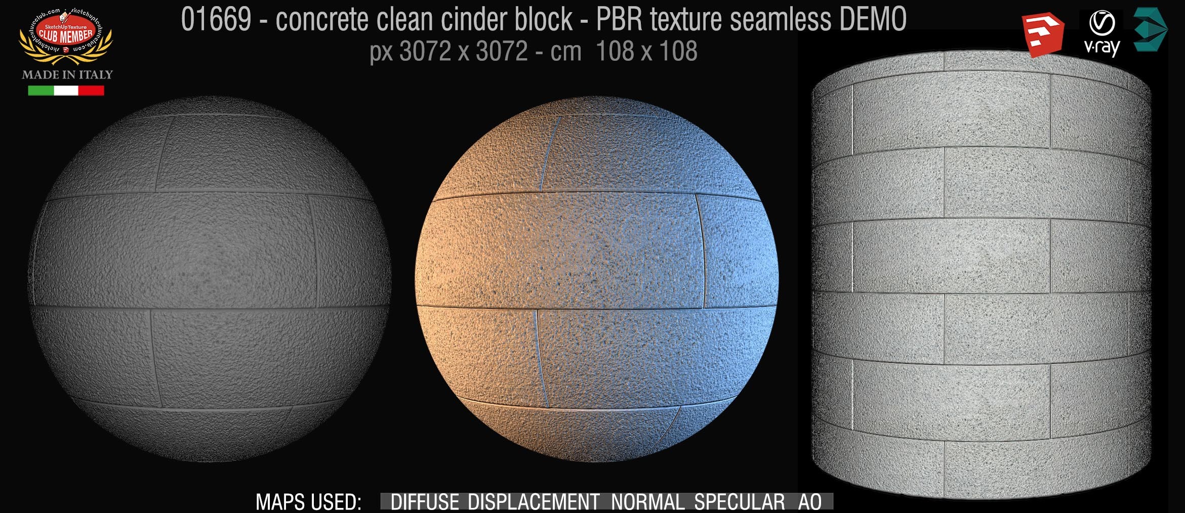 01669 concrete clean cinder block PBR texture seamless DEMO