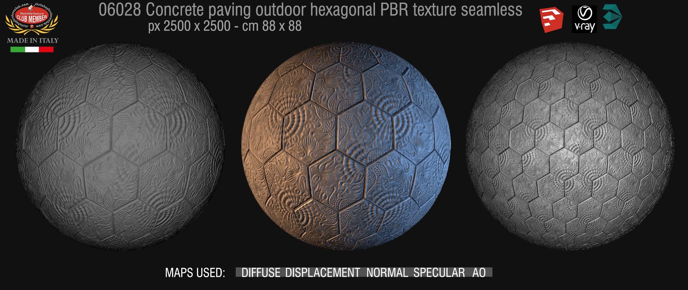 06028 Concrete paving outdoor hexagonal PBR texture seamless DEMO