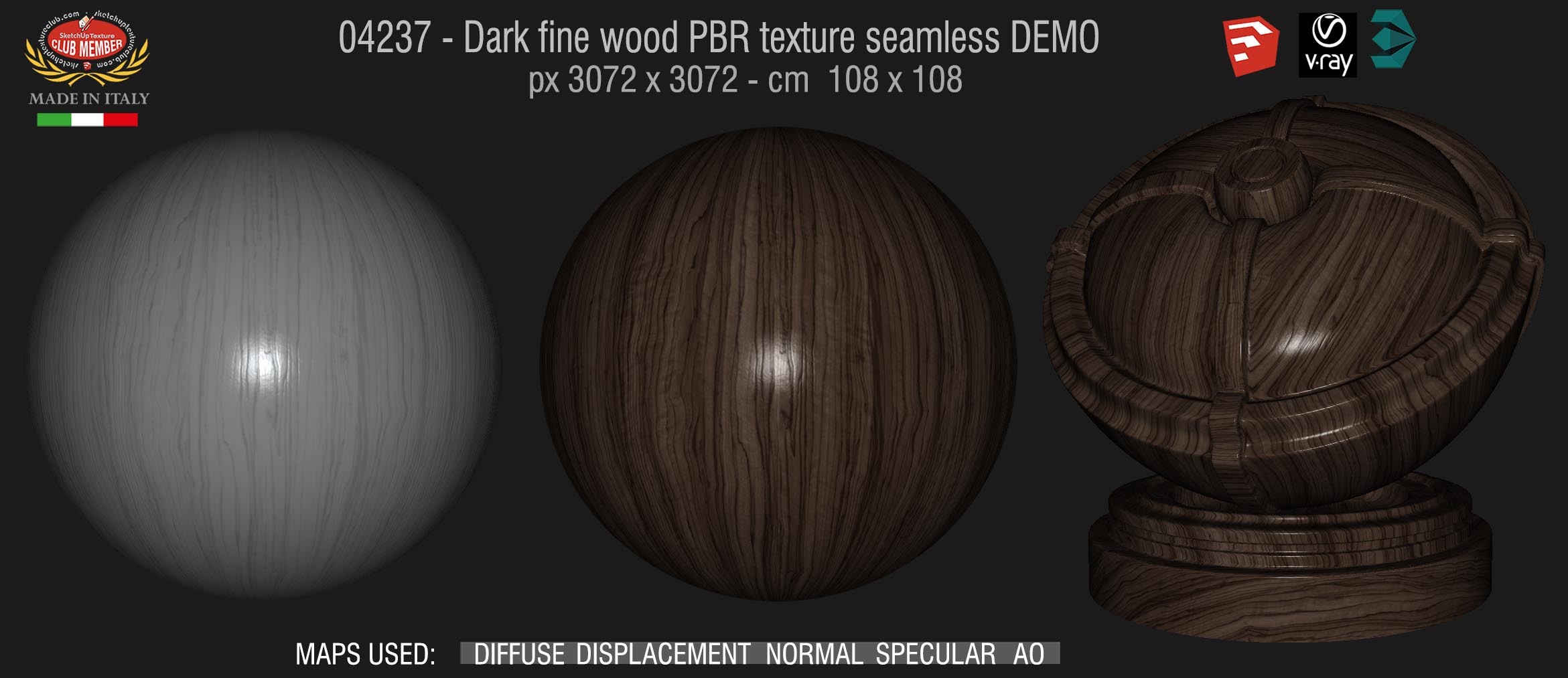 04237 Dark fine wood PBR texture seamless DEMO