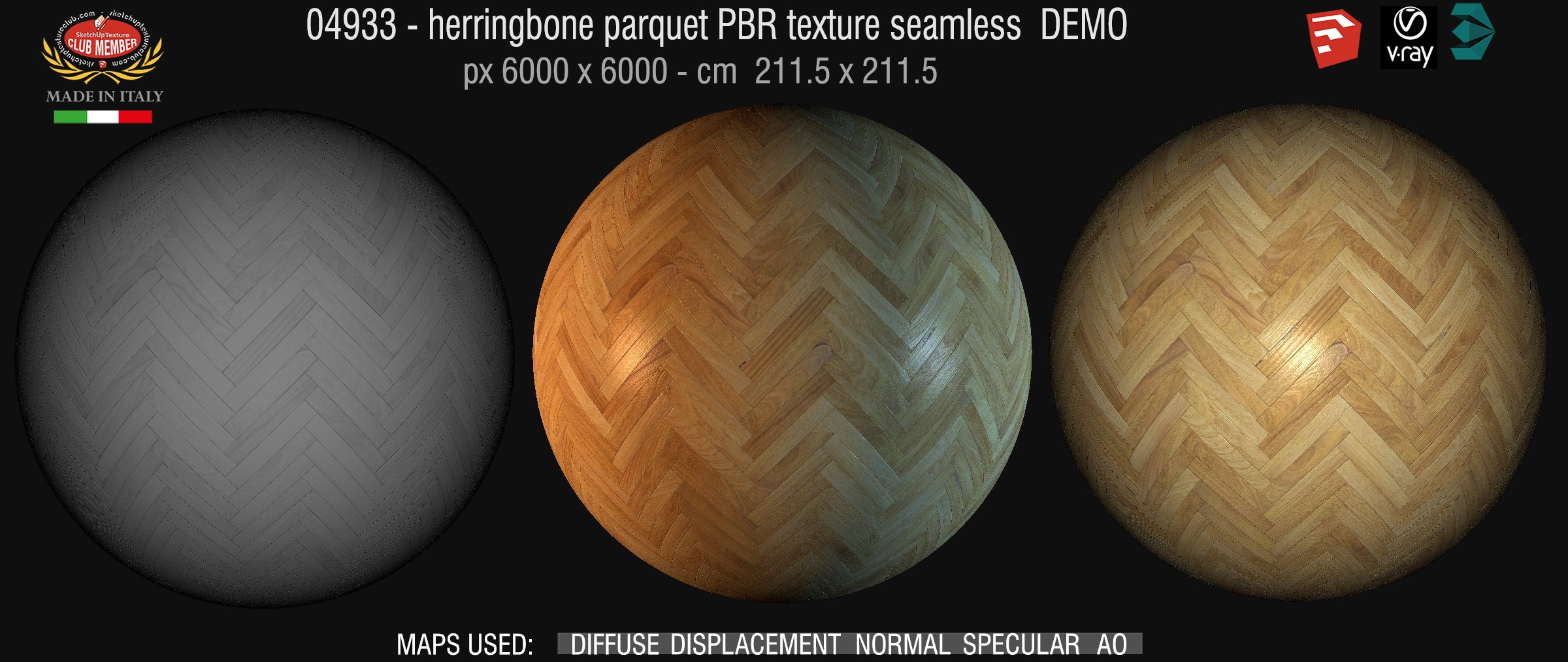 04933 Herringbone parquet PBR texture seamless DEMO
