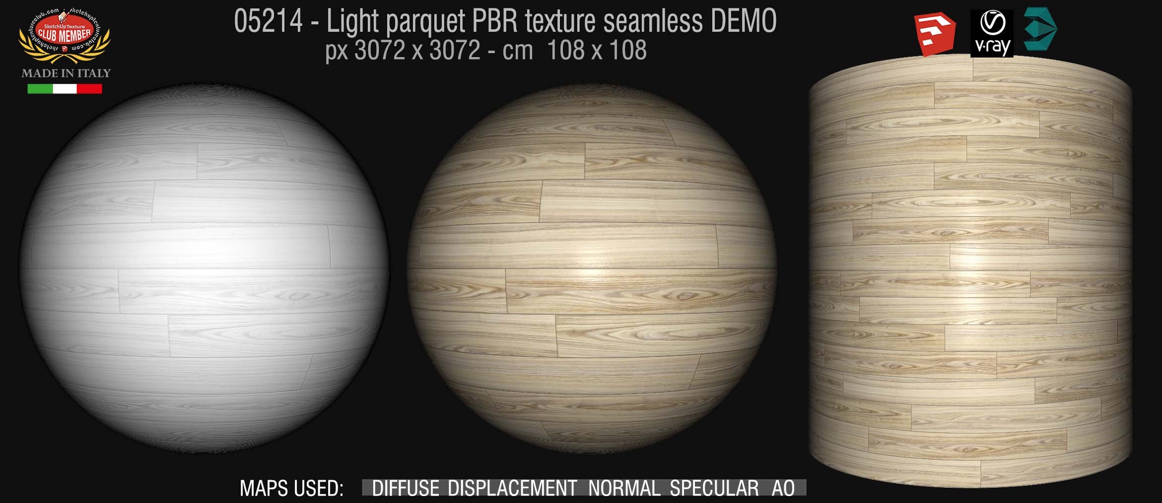 05214 Light parquet PBR texture seamless DEMO