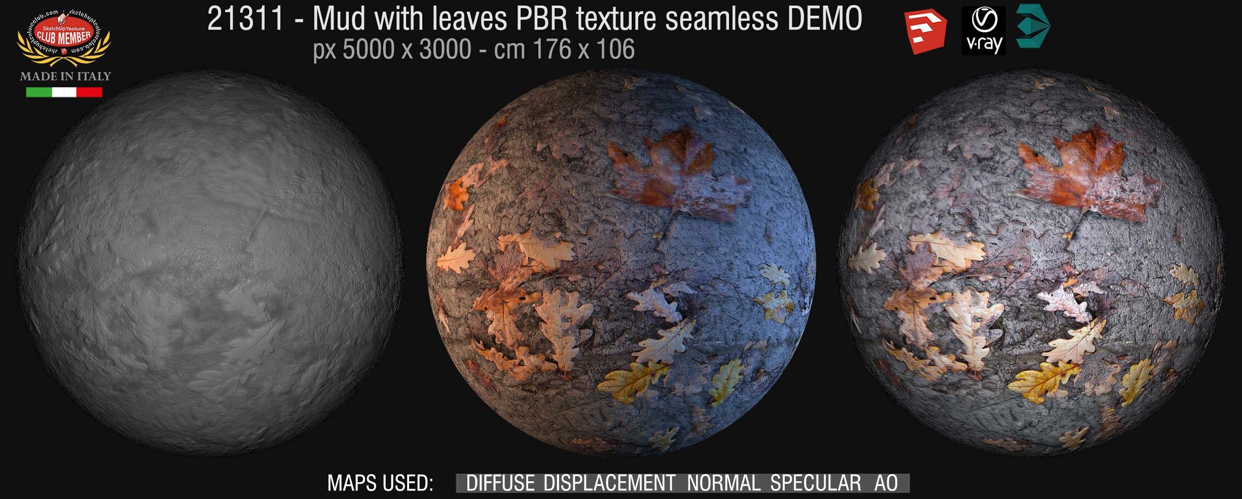 21311 Mud with leaves PBR texture seamless DEMO