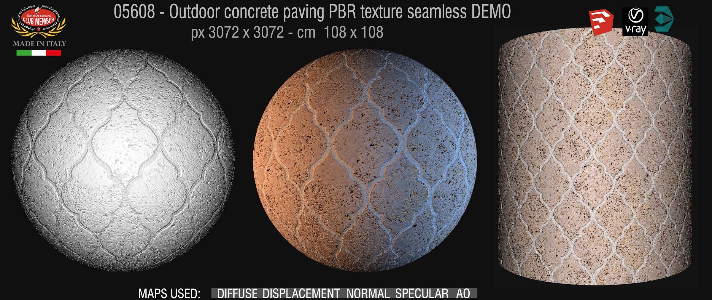 05608 Outdoor concrete paving PBR texture seamless DEMO