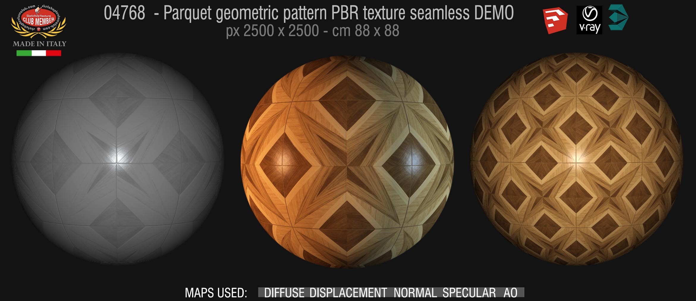 04768 Parquet geometric pattern PBR texture seamless DEMO