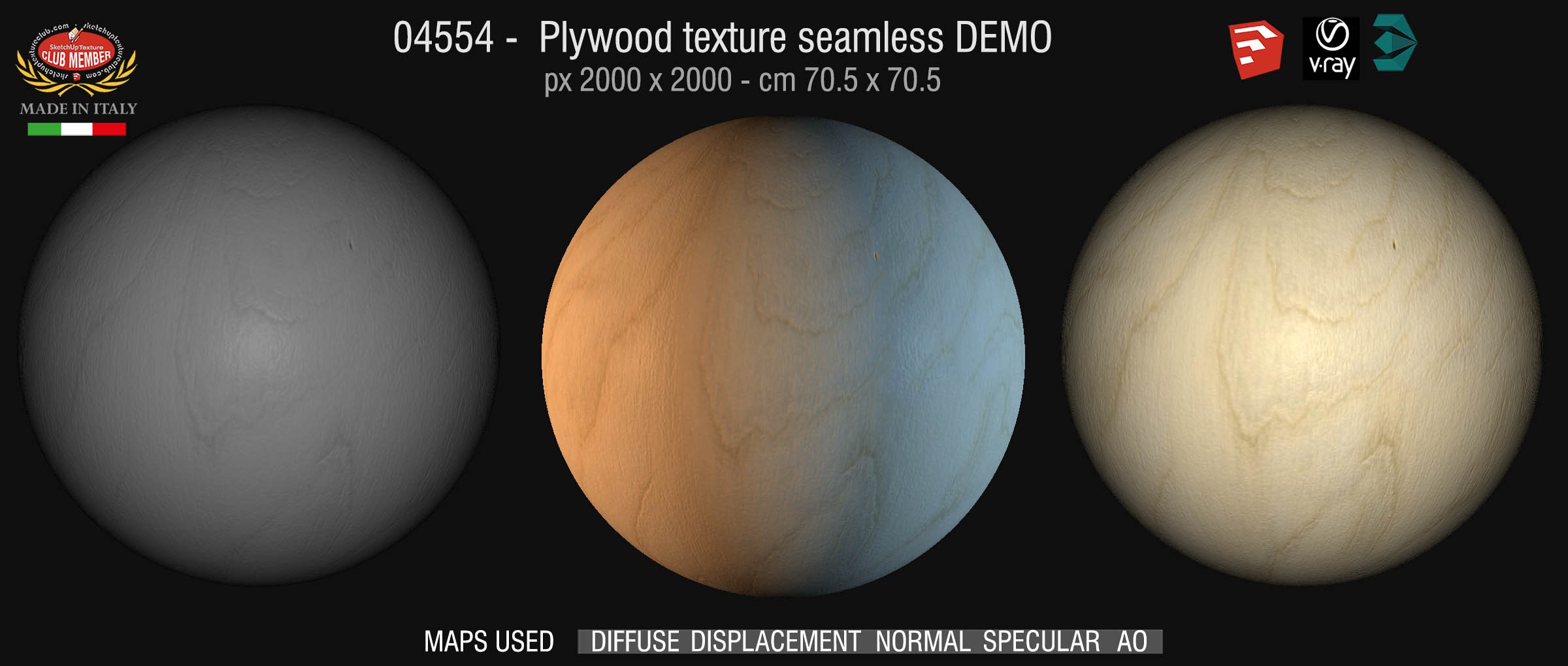 04554 Plywood texture seamless + maps DEMO