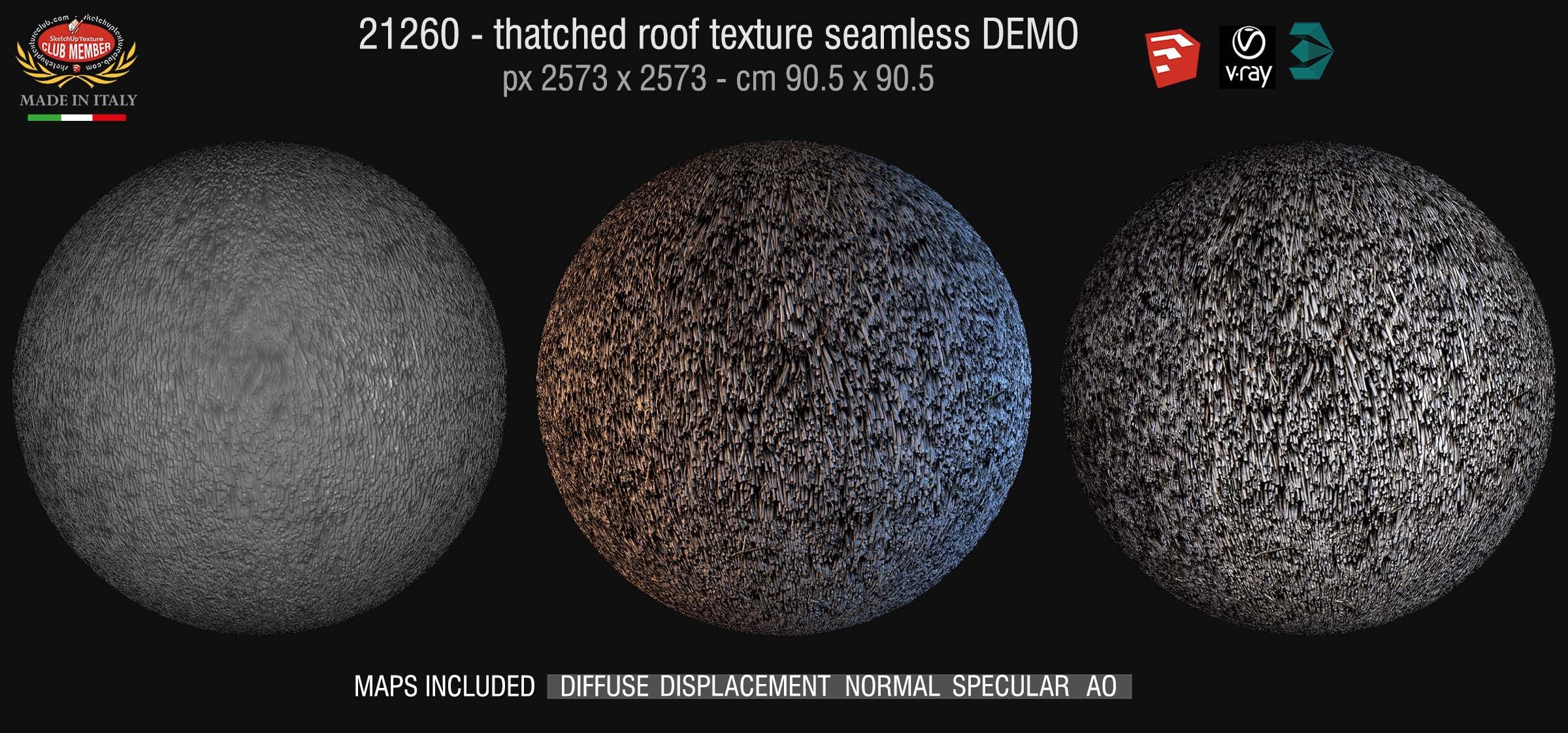 21260 Thatched roof texture + maps DEMO