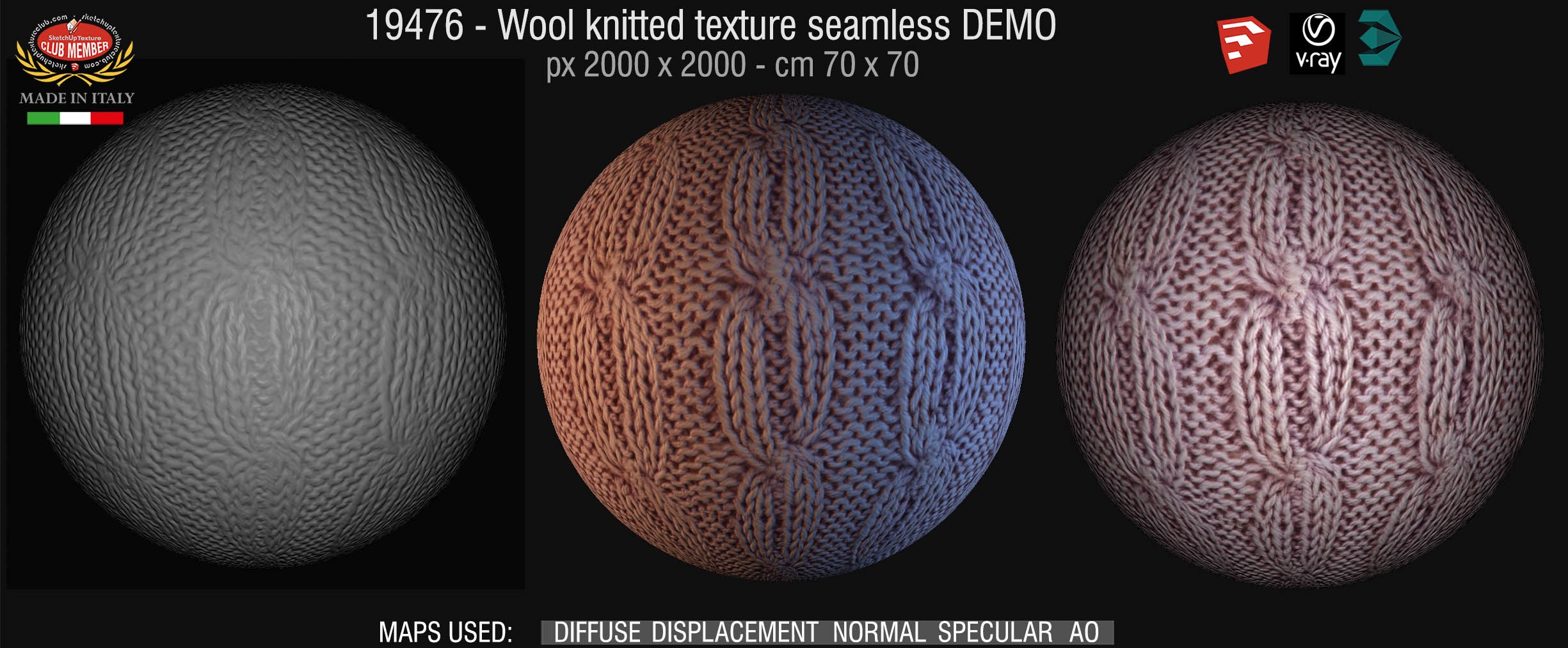 19476 Wool knitted texture seamless + maps DEMO