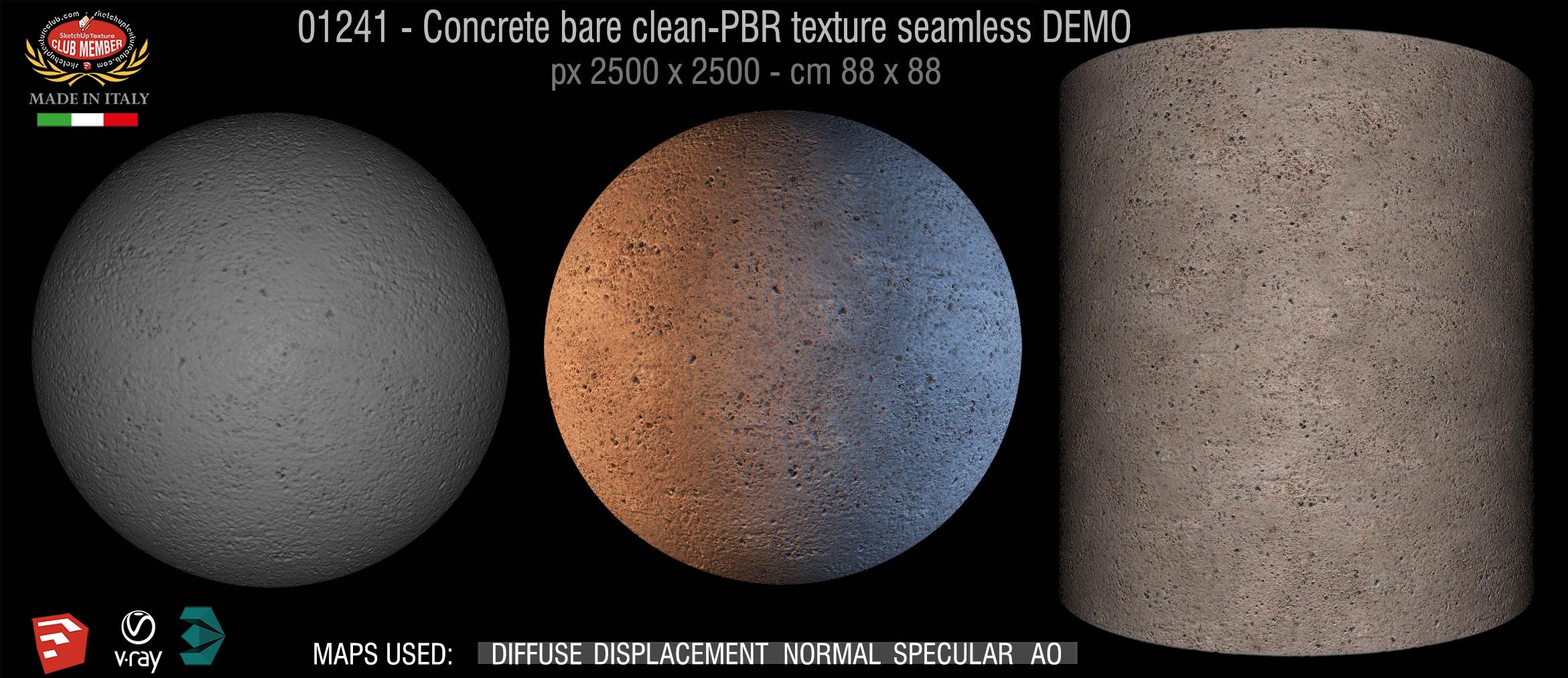 01241 Concrete bare clean-PBR texture seamless DEMO