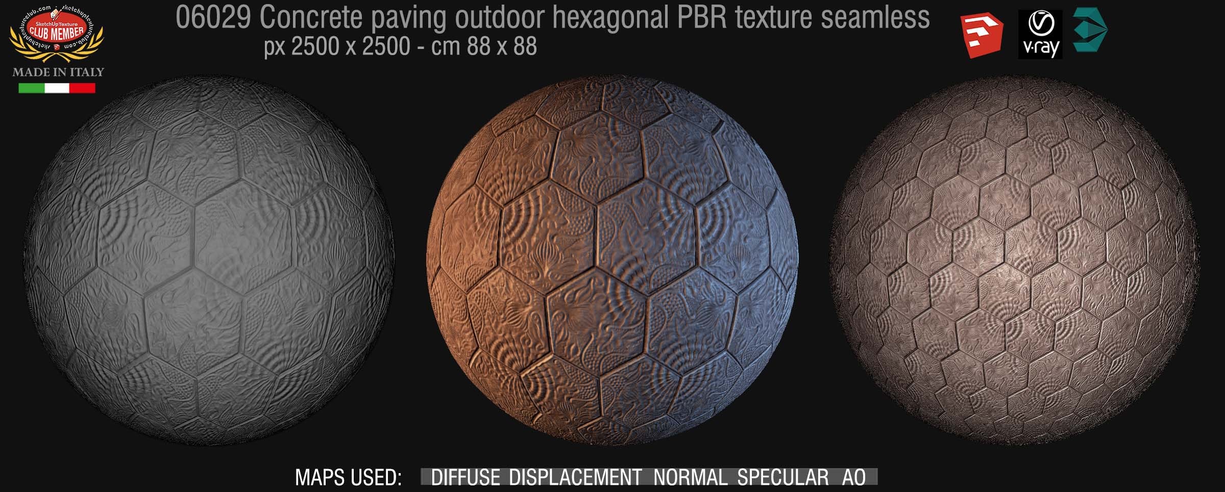 06029 concrete paving outdoor hexagonal PBR texture seamless DEMO