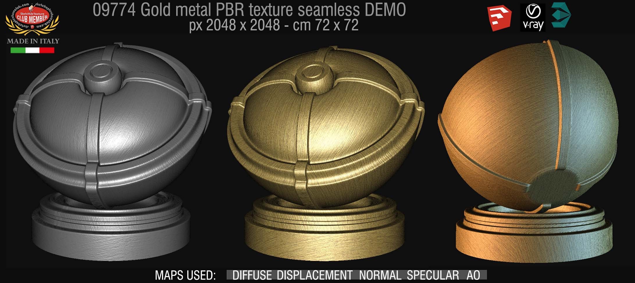 09774 Gold metal PBR texture seamless DEMO
