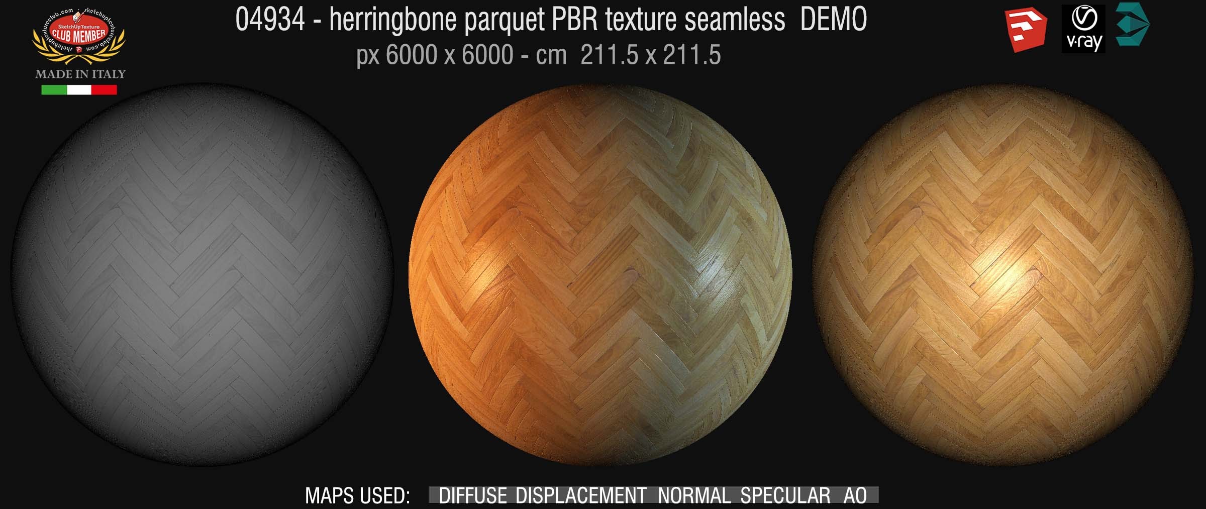 04934 Herringbone parquet PBR texture seamless DEMO