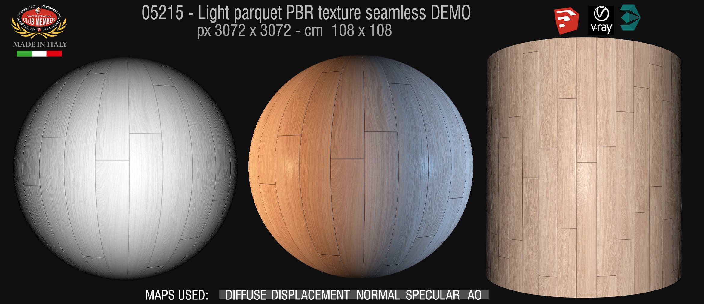 05215 Light parquet PBR texture seamless DEMO