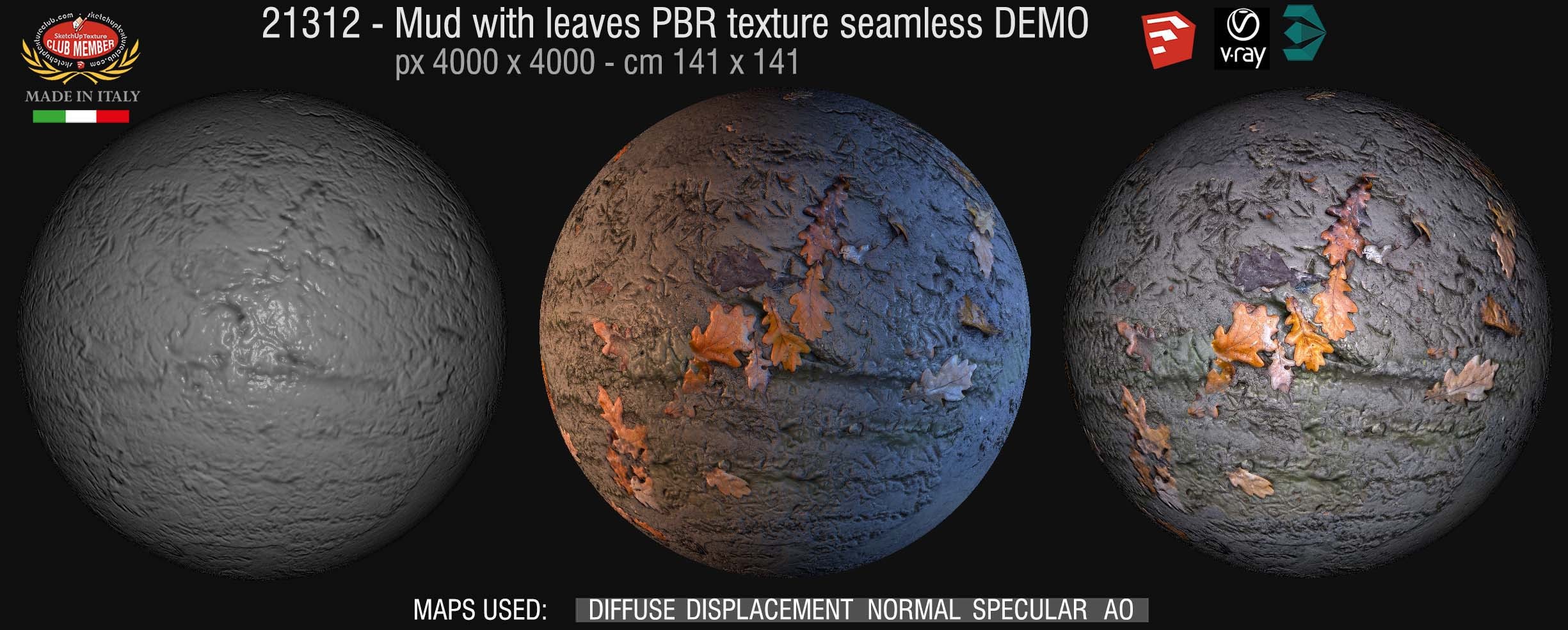 21312 Mud with leaves PBR texture seamless DEMO