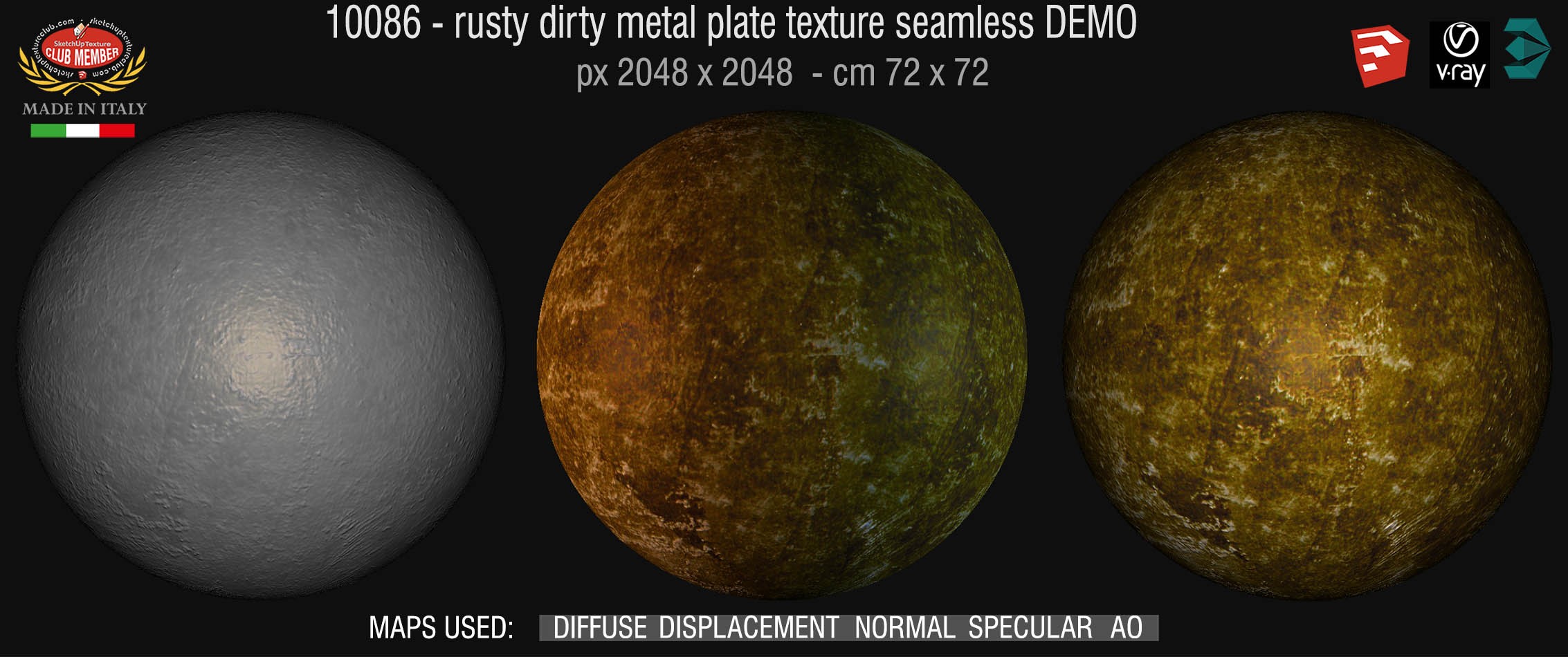 10086 HR Old dirty metal texture seamless + maps DEMO
