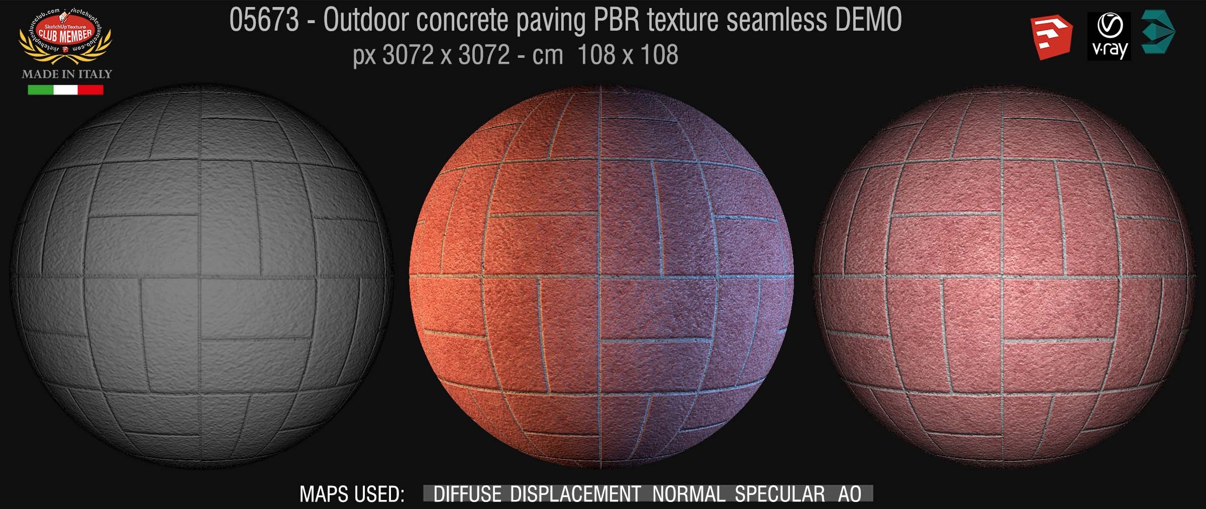 05673 Paving outdoor concrete regular block PBR texture seamless DEMO