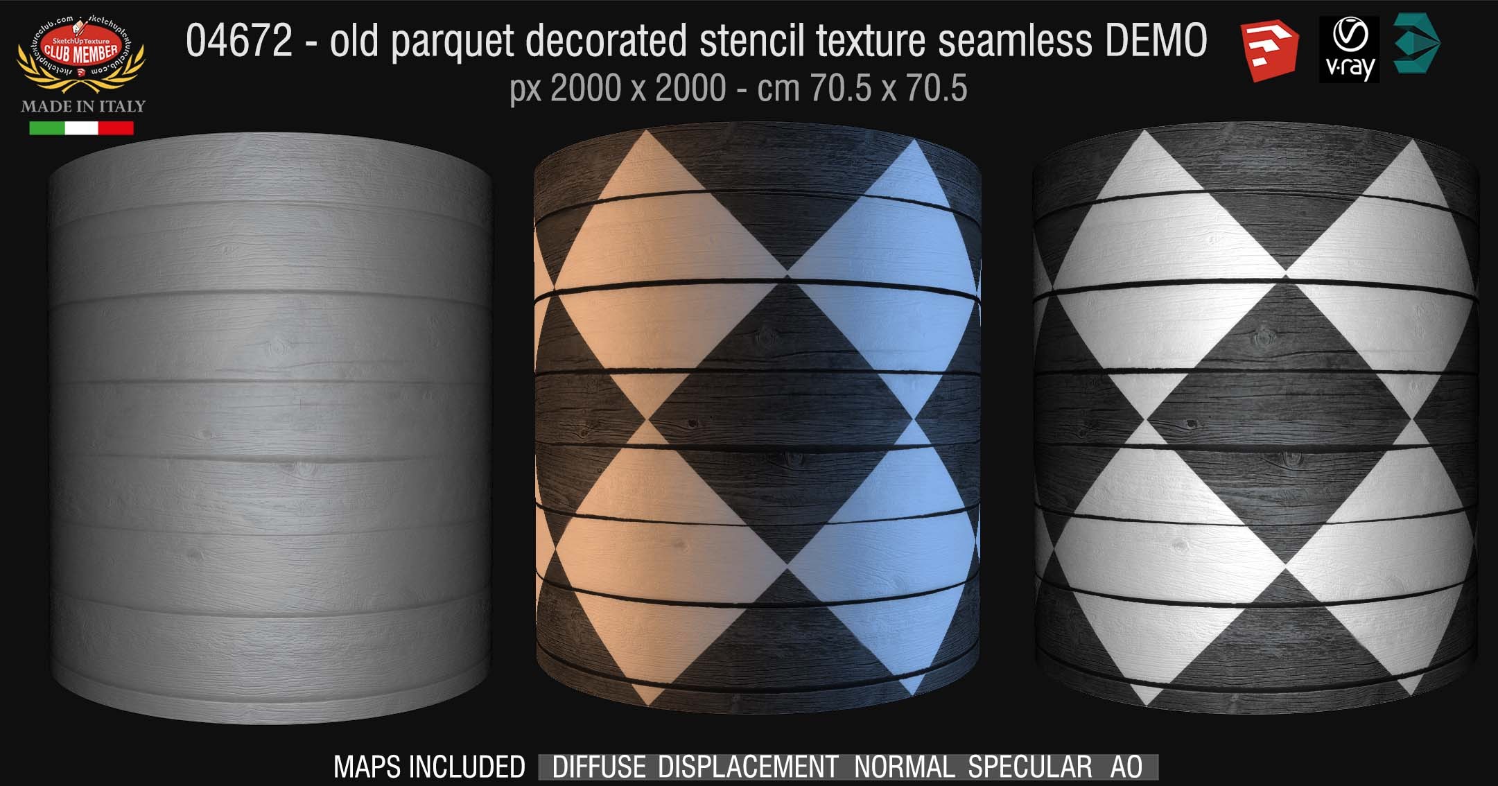 04672 HR Parquet decorated stencil texture seamless + maps DEMO