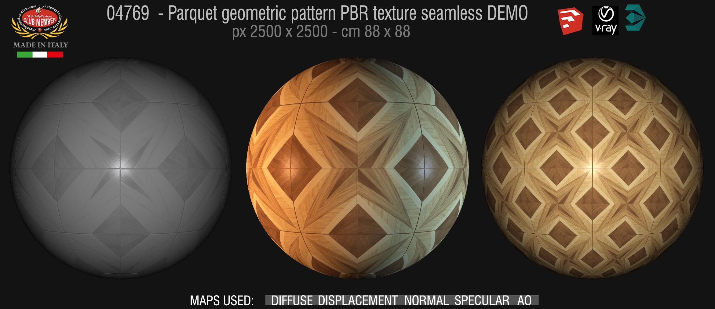 04769 Parquet geometric pattern PBR texture seamless DEMO