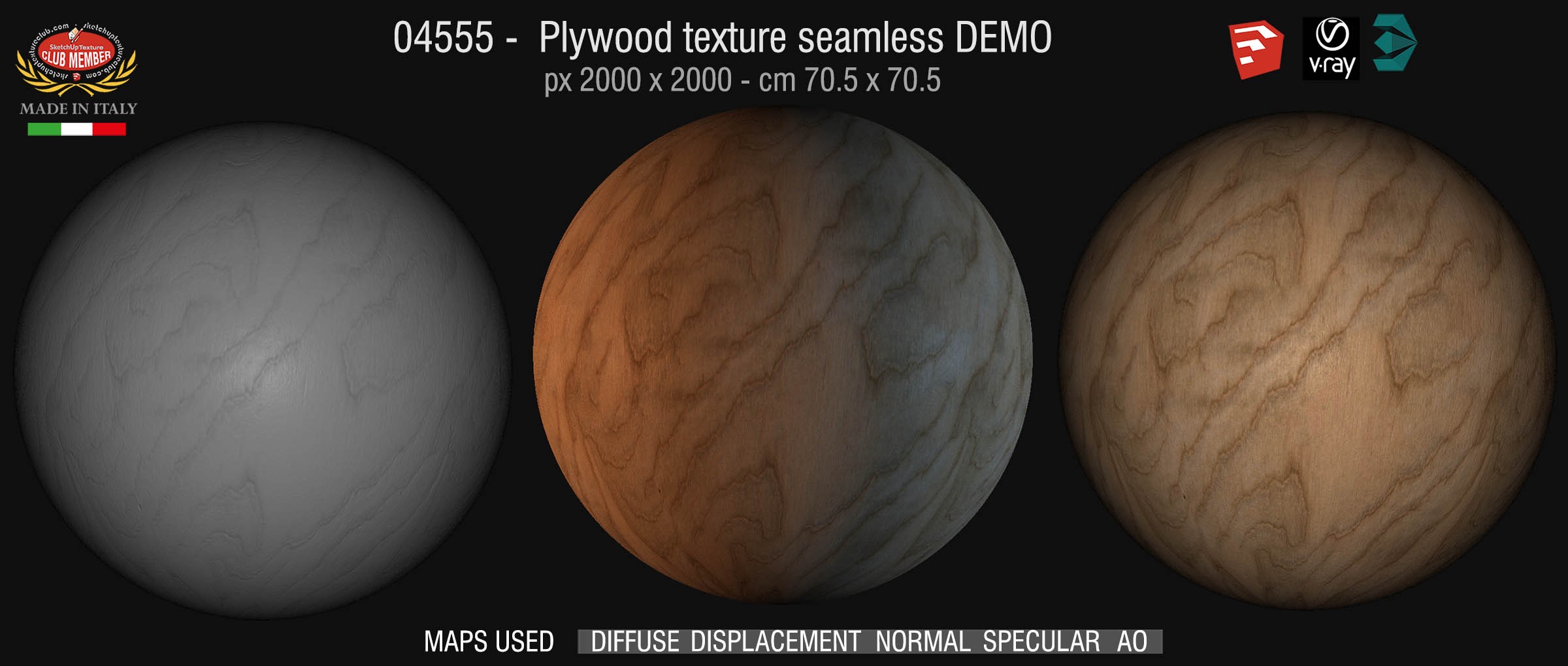 04555 Plywood texture seamless + maps DEMO