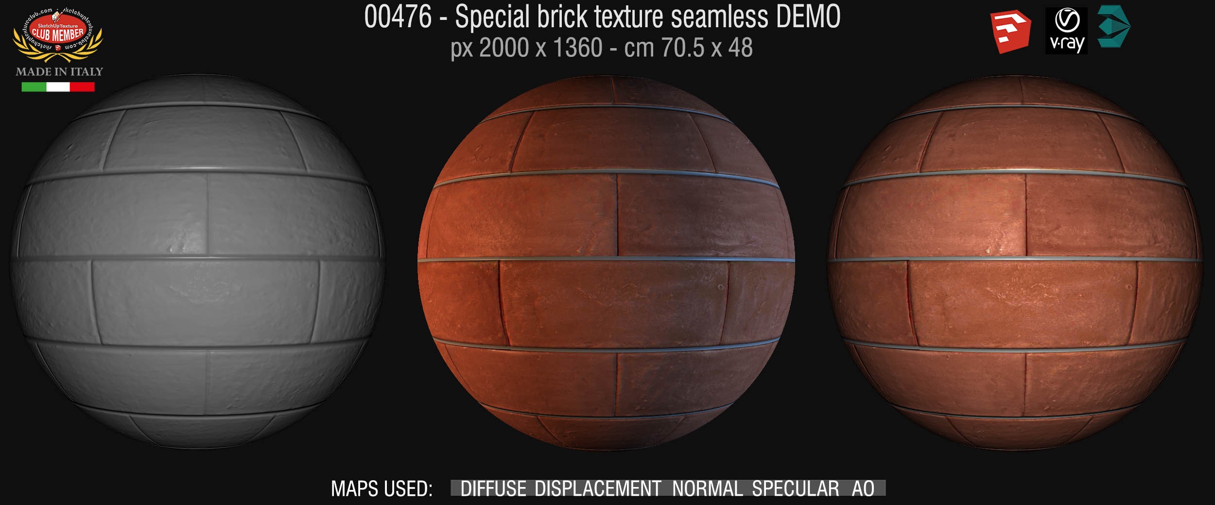 00476 Special bricks texture seamless + maps DEMO