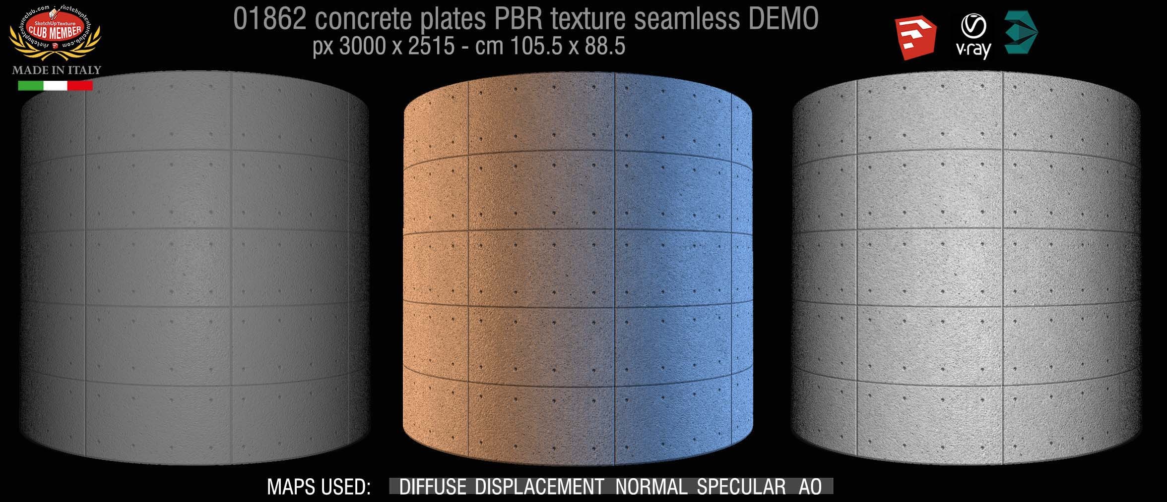 01862 Tadao Ando concrete plates PBR texture seamless DEMO