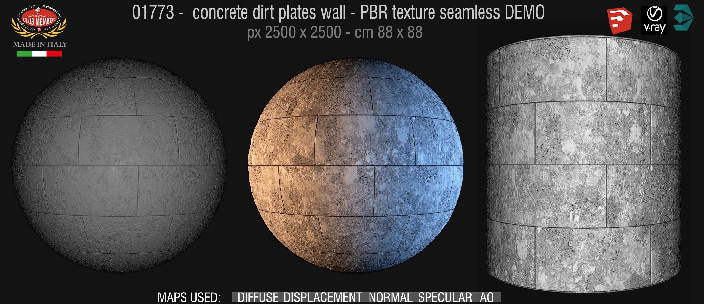 01773 concrete dirt plates wall PBR texture seamless DEMO