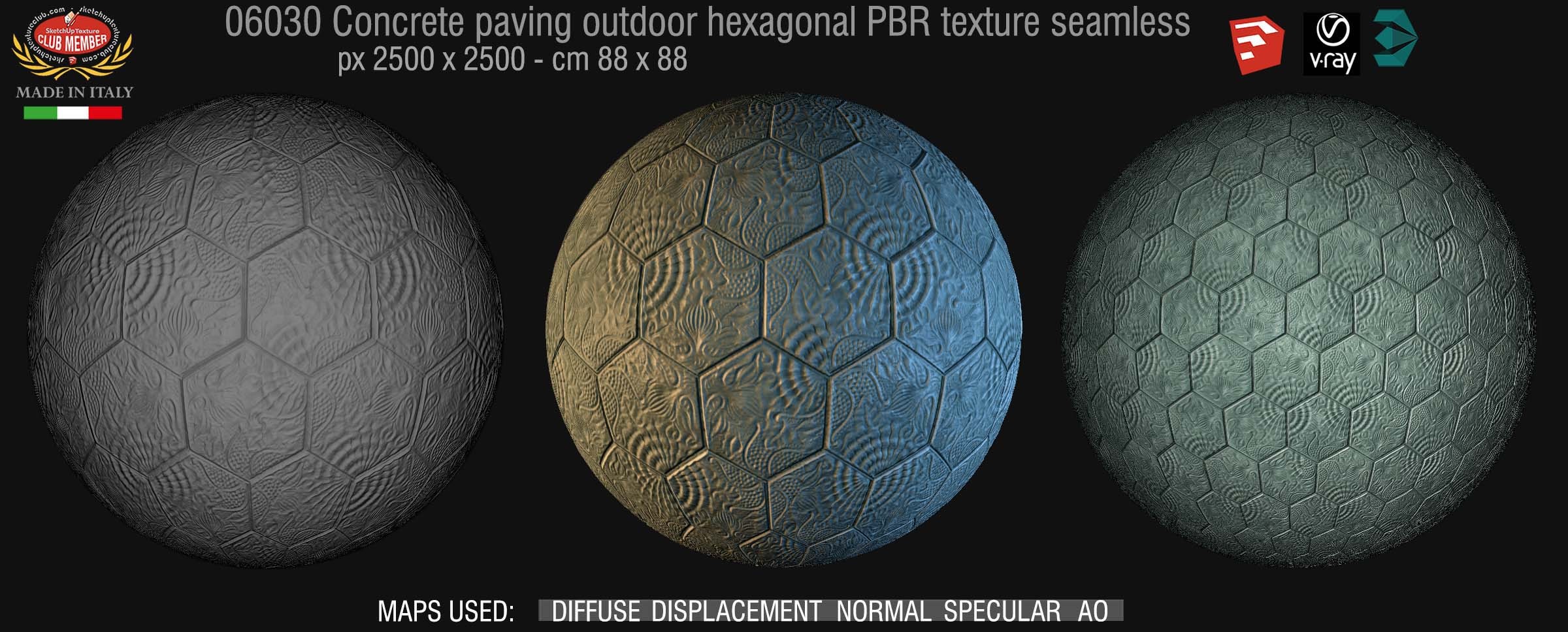 06030  Concrete paving outdoor hexagonal PBR texture seamless DEMO