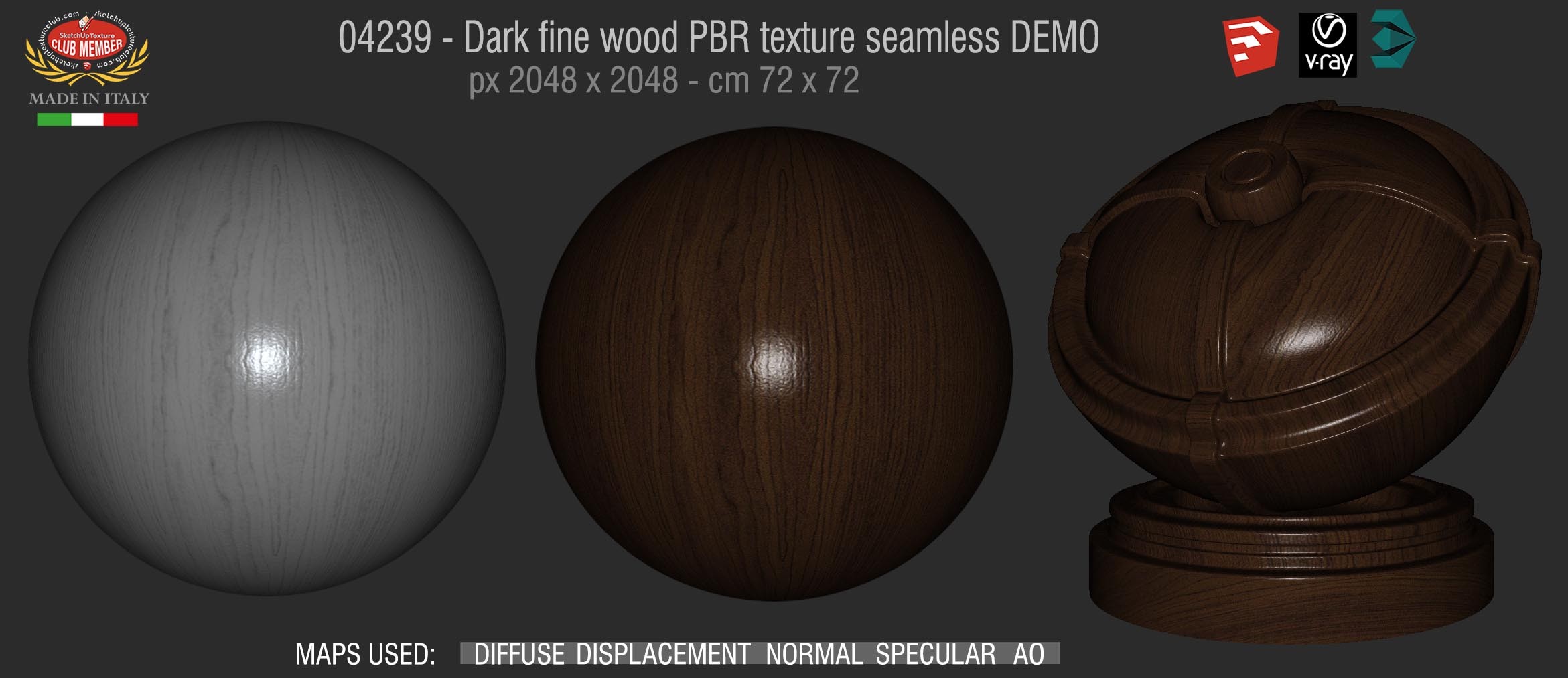 04239 Dark fine wood PBR texture seamless DEMO