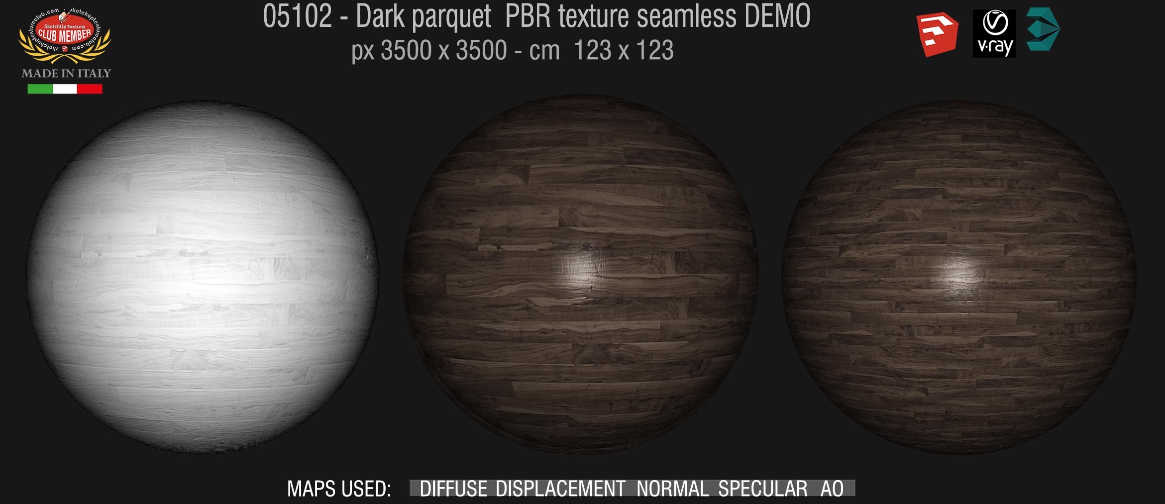 05102 Dark parquet PBR texture seamless DEMO