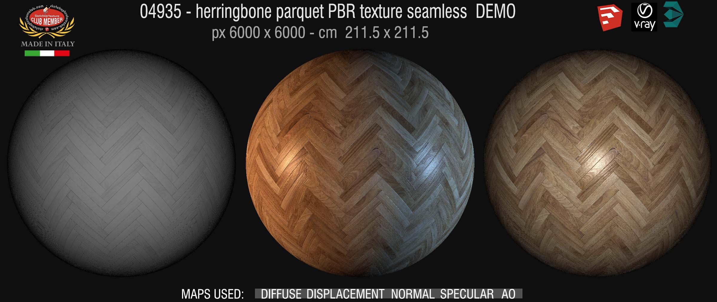 04935 Herringbone parquet PBR texture seamless DEMO