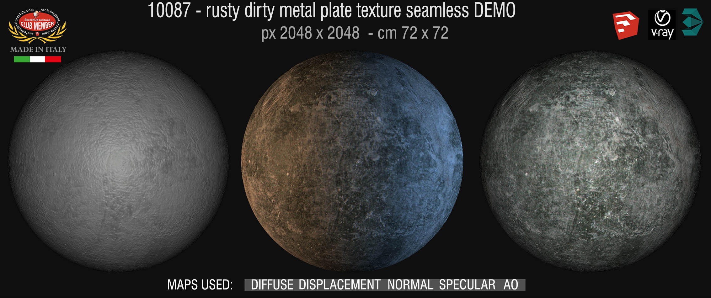 10087 HR  Old dirty metal texture seamless + maps DEMO