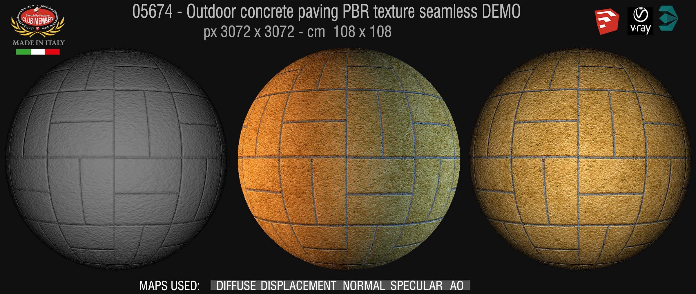 05674  Paving outdoor concrete regular block PBR texture seamless DEMO