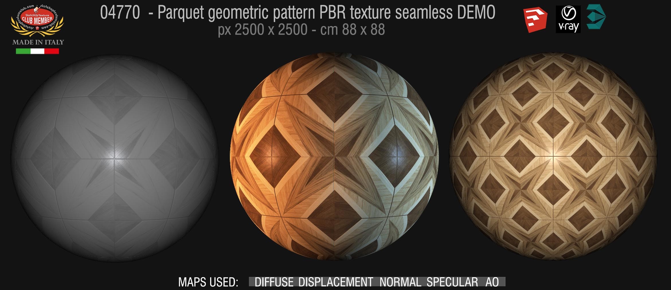 04770 Parquet geometric pattern PBR texture seamless DEMO