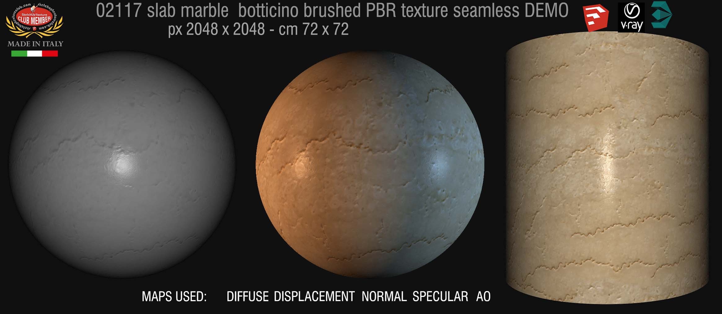 02117 slab marble botticino brushed PBR texture seamless DEMO