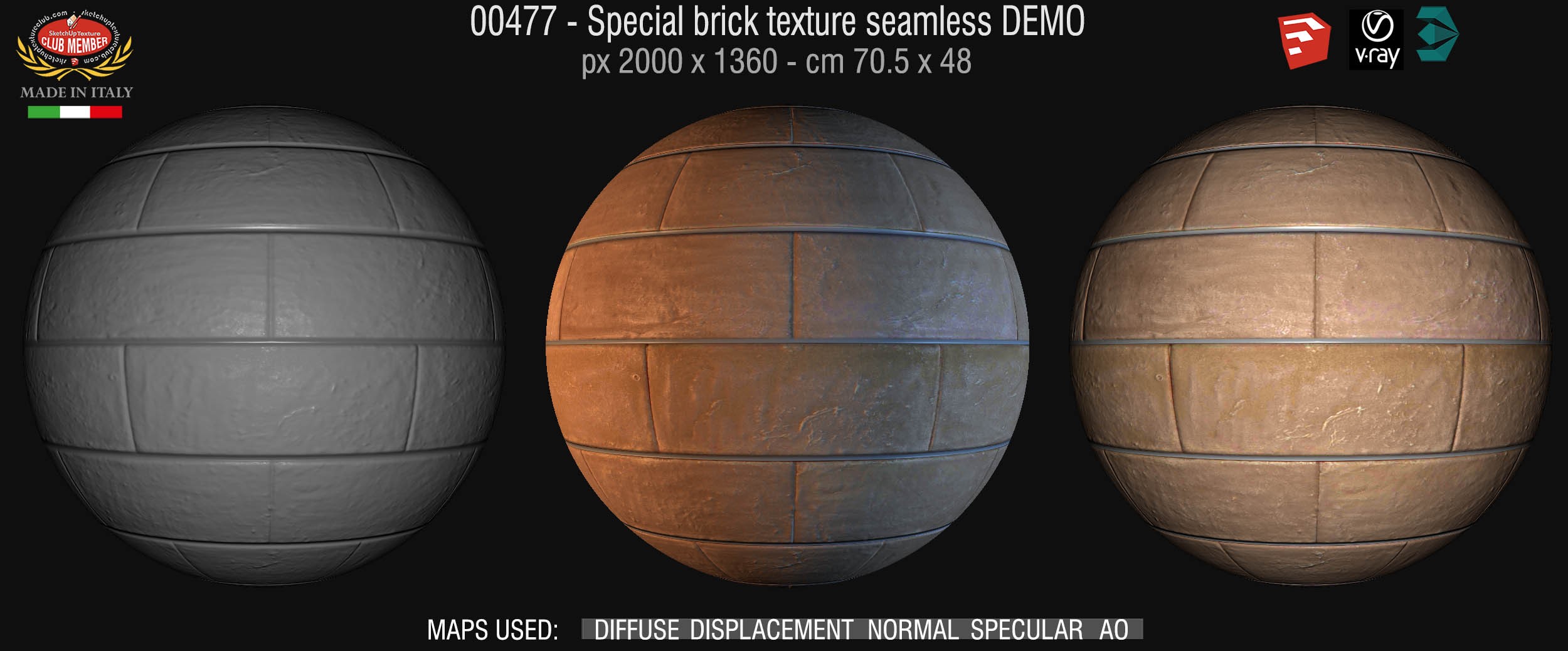 00477 Special bricks texture seamless + maps DEMO