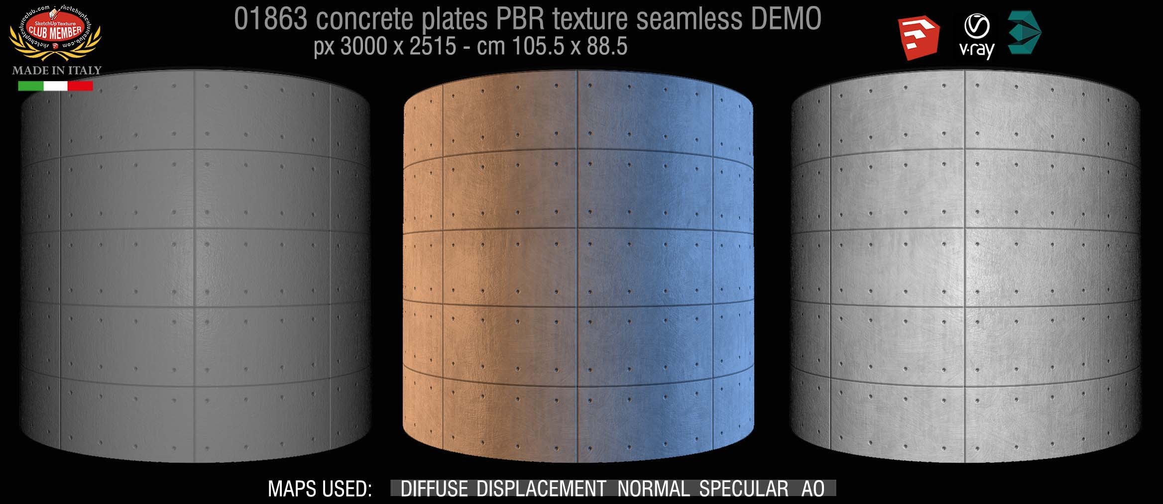 01863 Tadao Ando concrete plates PBR texture seamless DEMO