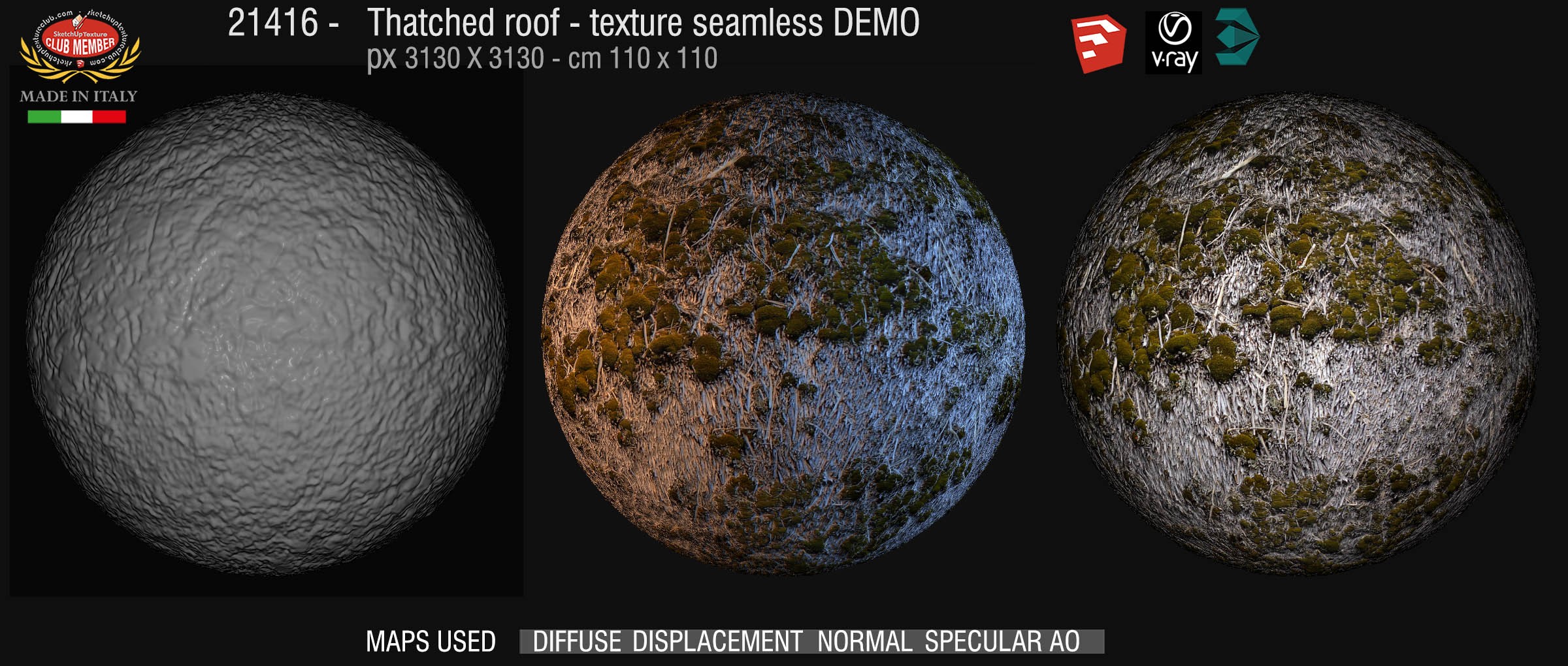 21416 thatched roof texture seamless + maps DEMO