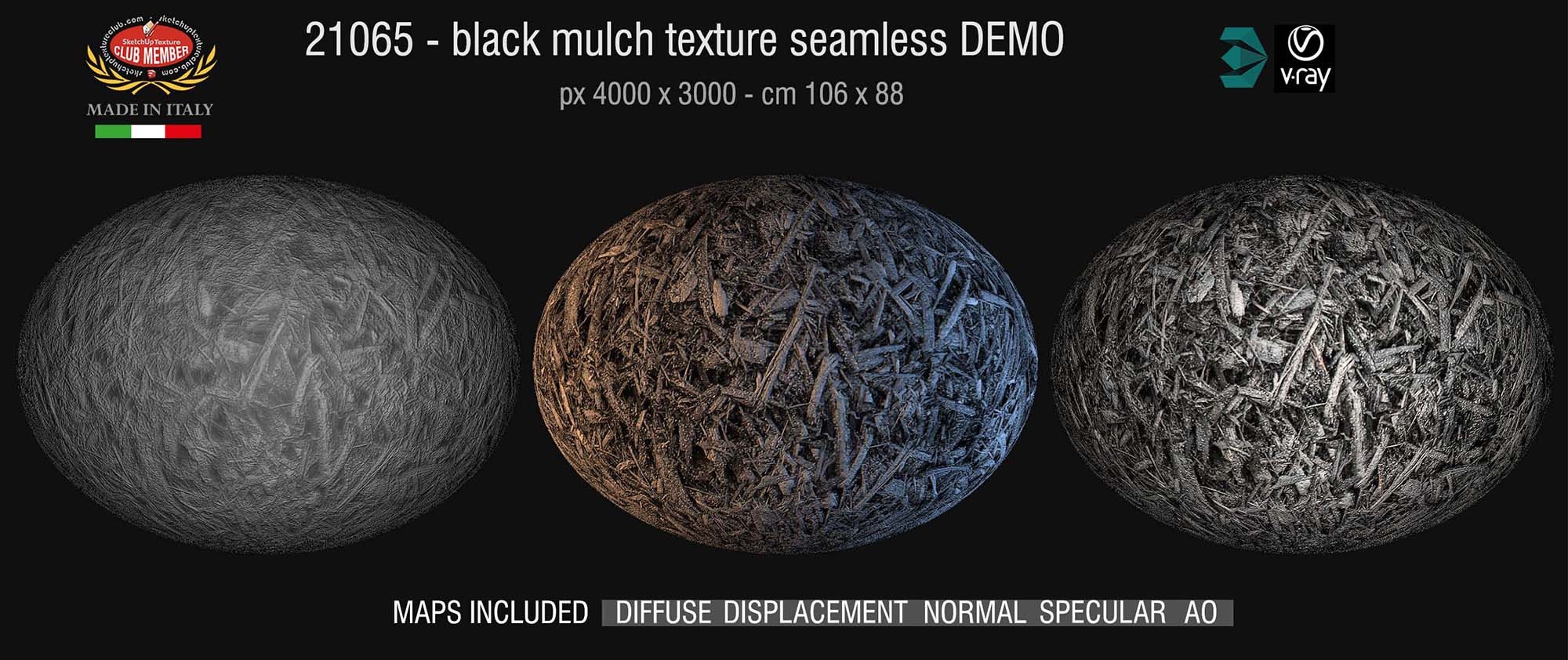 21065 Black mulch PBR texture seamless DEMO