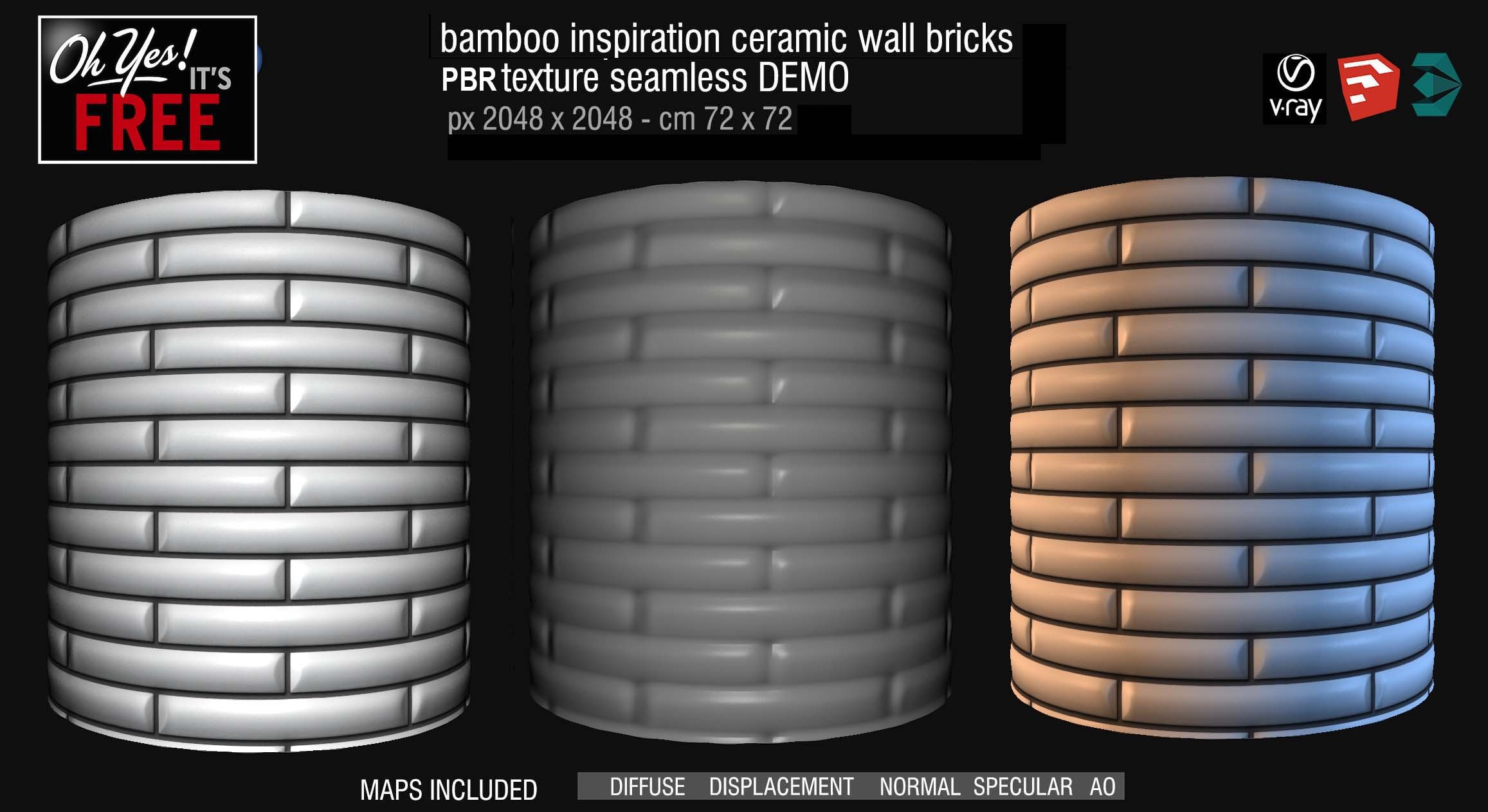 21438 ceramic wall bricks PBR texture seamless DEMO