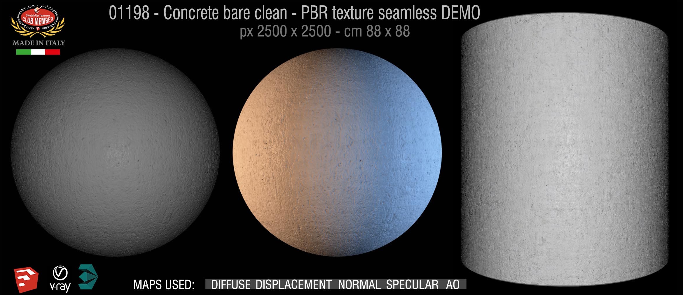 01198 Concrete bare clean-PBR texture seamless DEMO