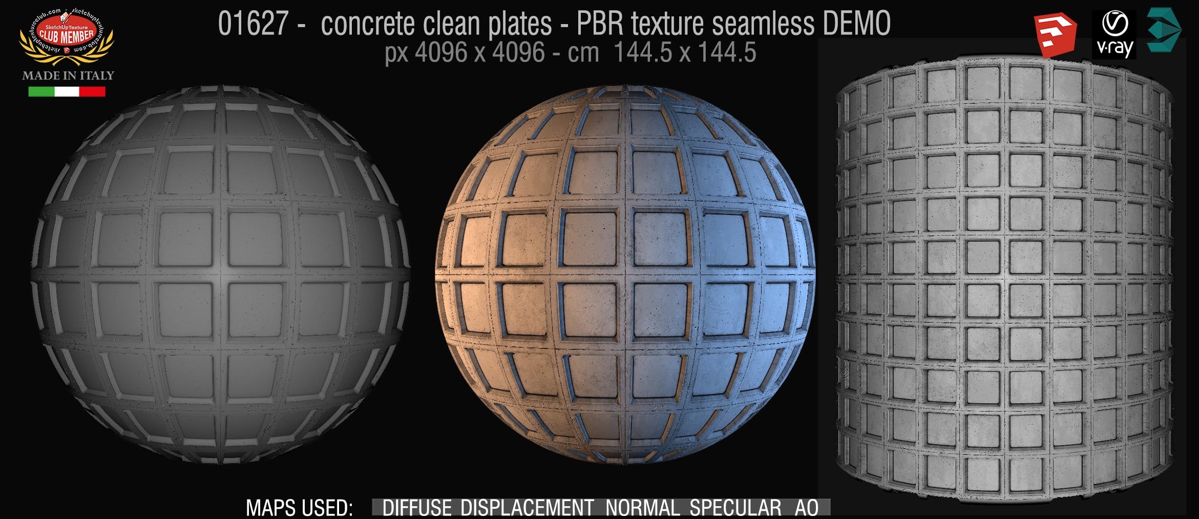 01627 concrete clean plates wall PBR texture seamless DEMO