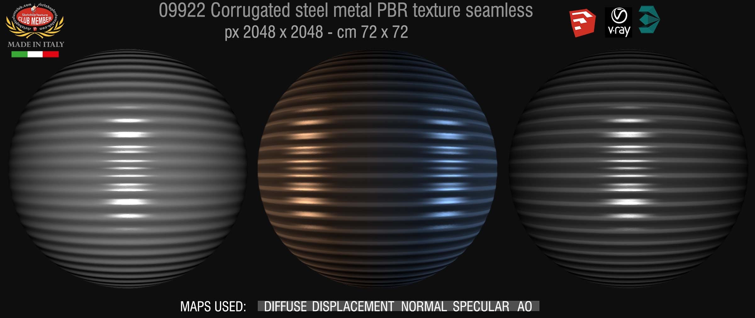 09922 Corrugated steel PBR texture seamless DEMO