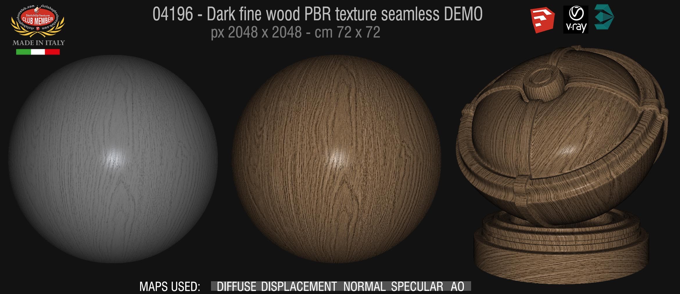 04196 Dark raw wood PBR texture seamless DEMO
