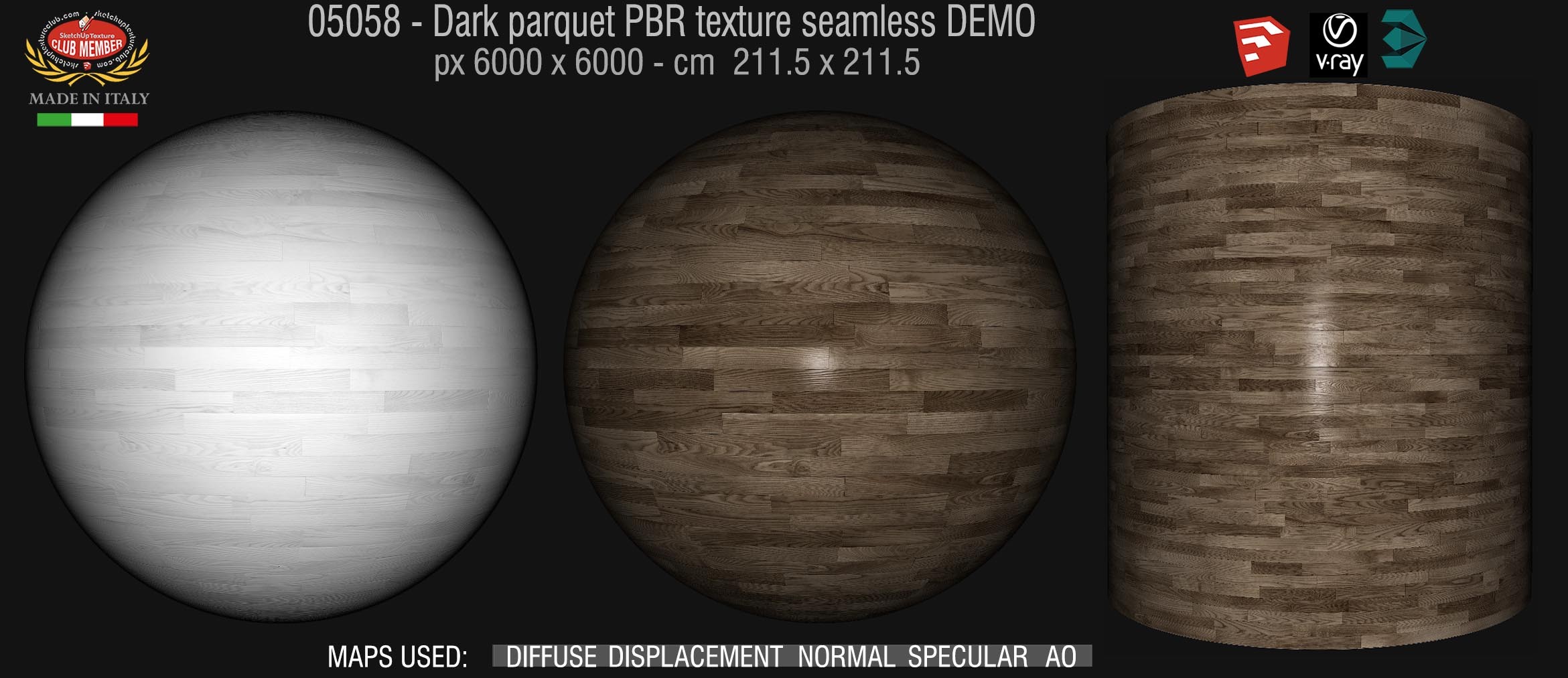 05058 Dark parquet PBR texture seamless DEMO