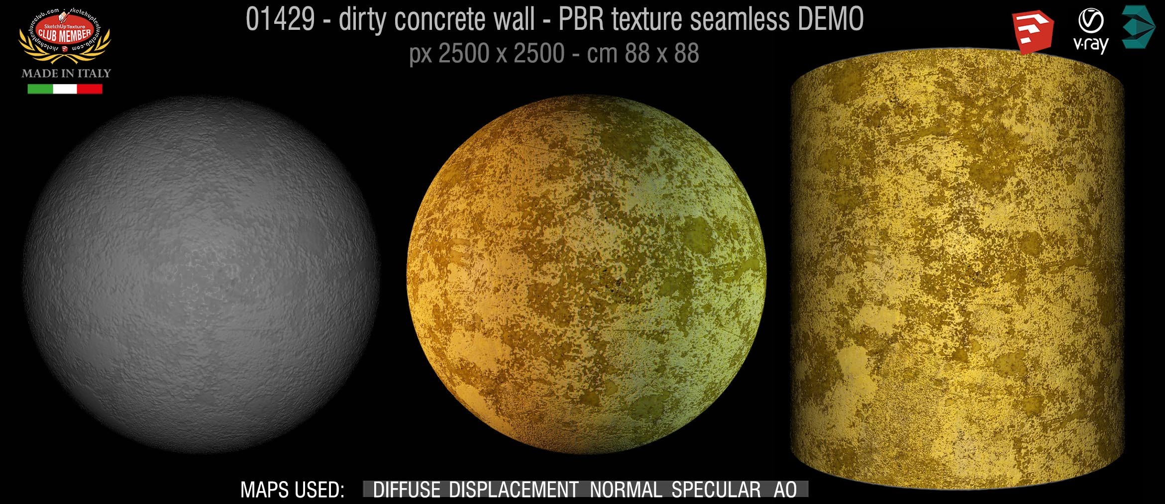 01429  Concrete bare dirty wall PBR texture seamless DEMO
