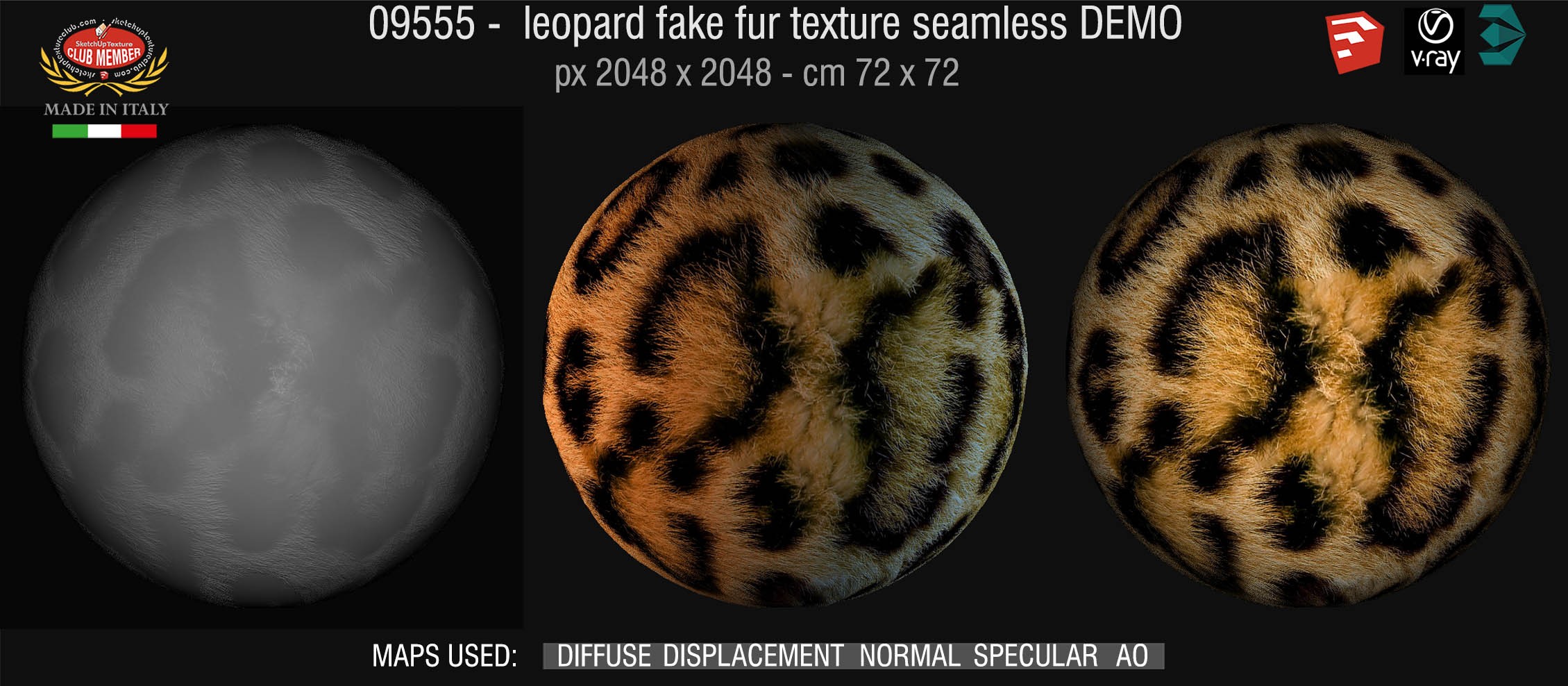 09555 HR Leopard fake fur texture seamless + maps DEMO