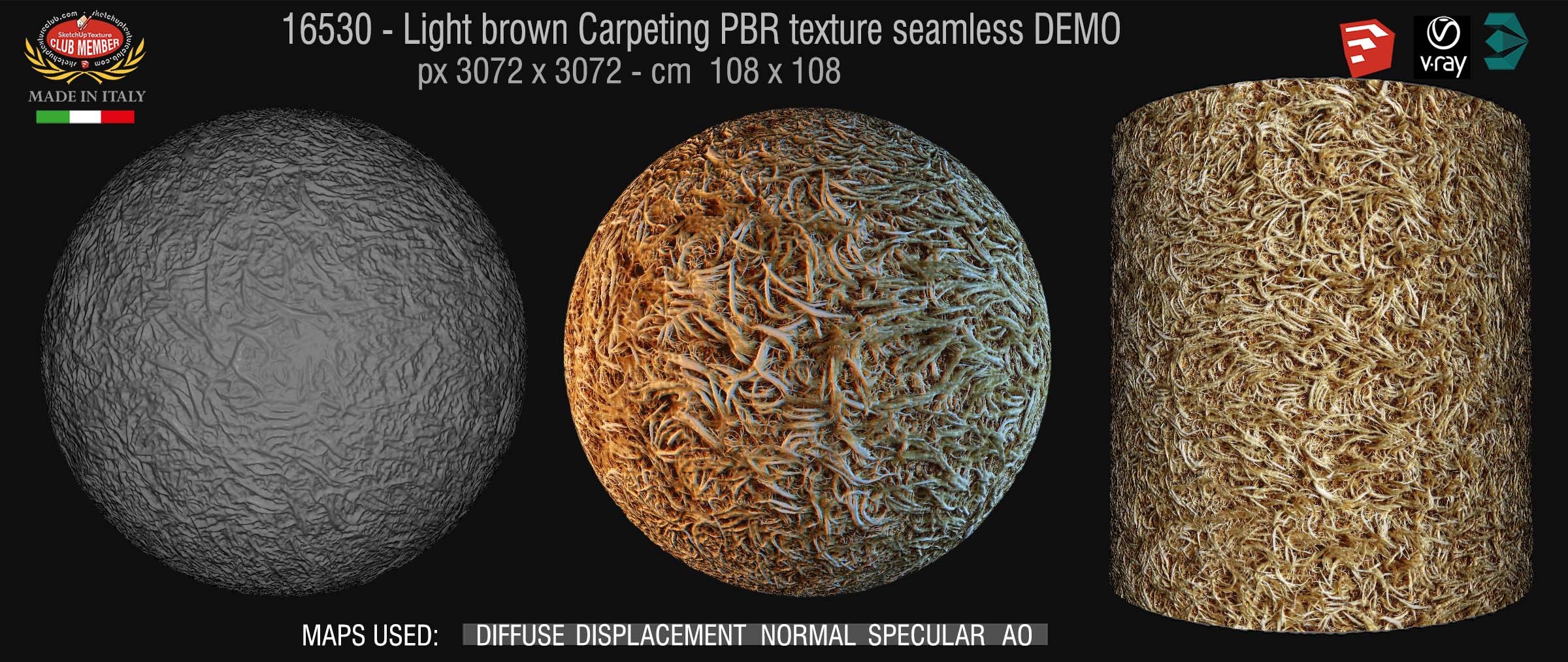 16530  Light brown carpeting PBR texture seamless DEMO