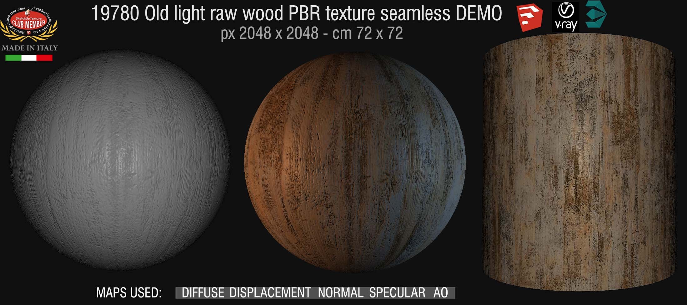 19780 Old raw wood PBR texture seamless DEMO