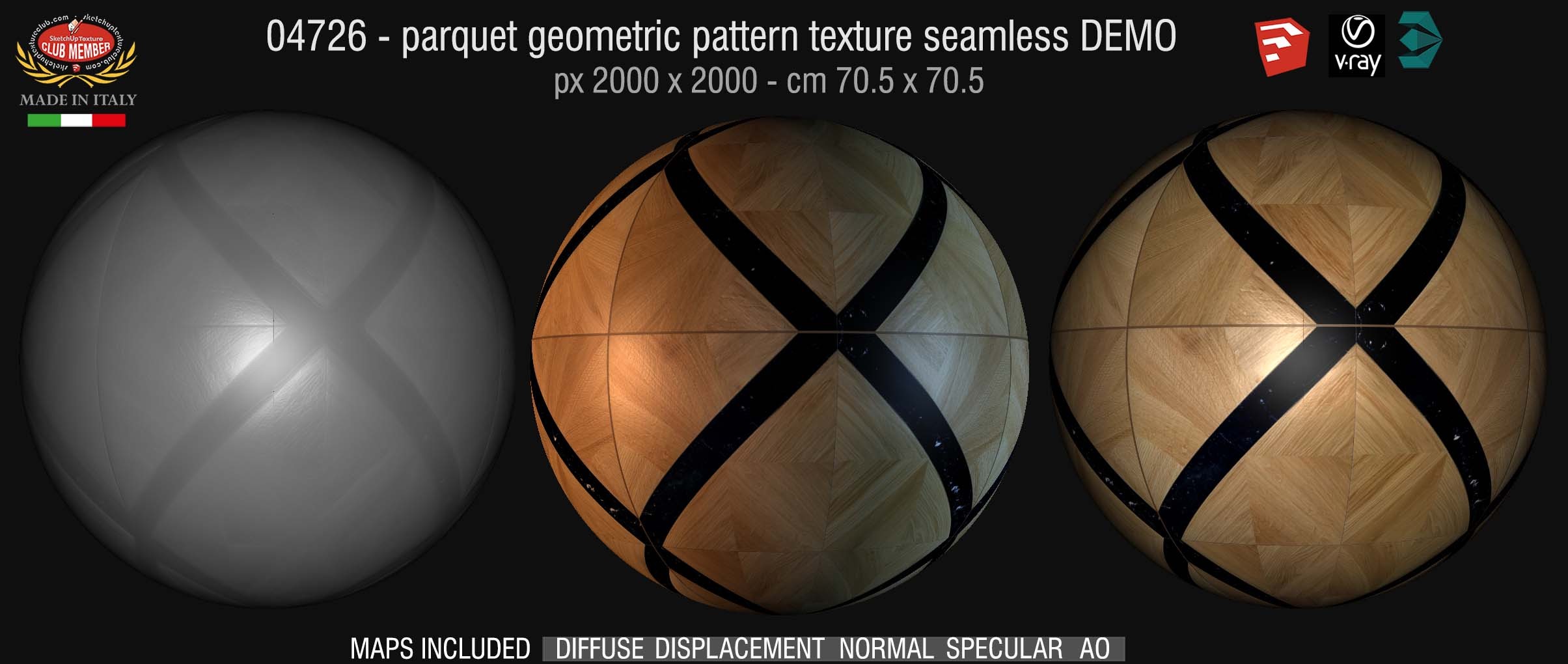 04726 HR Parquet geometric pattern texture seamless + maps DEMO