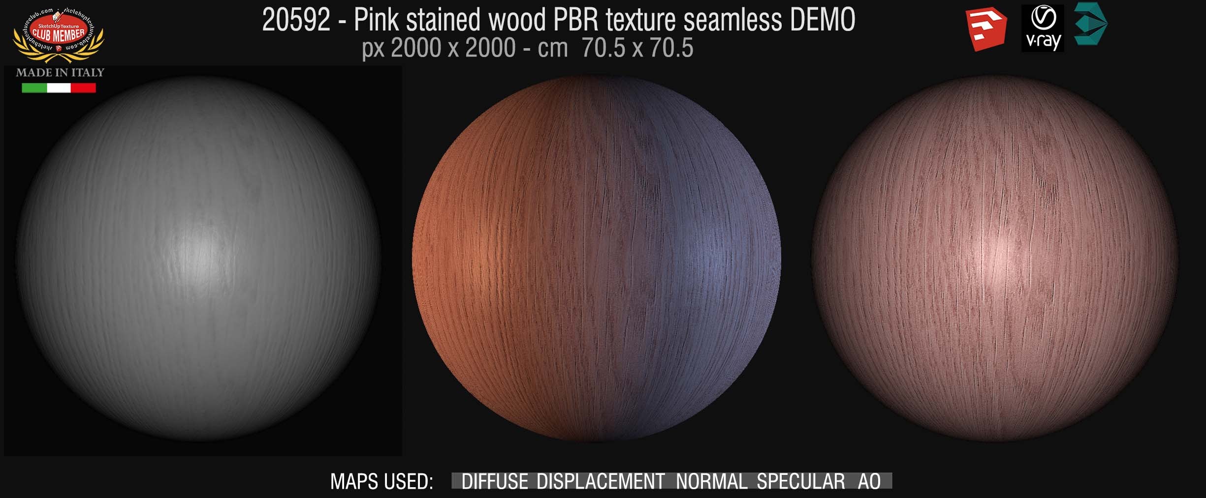 20592 Pink stained wood PBR texture seamless DEMO